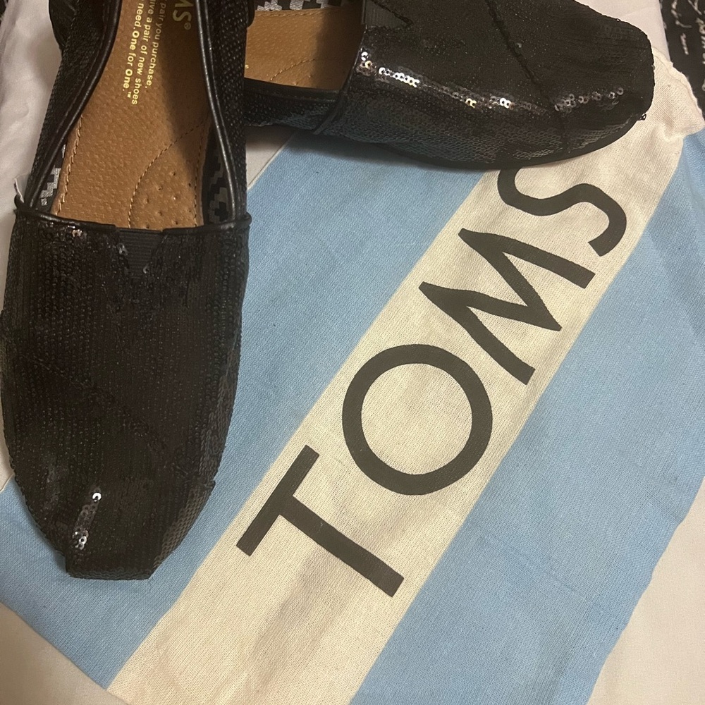 TOMS Black Sequin Loafers